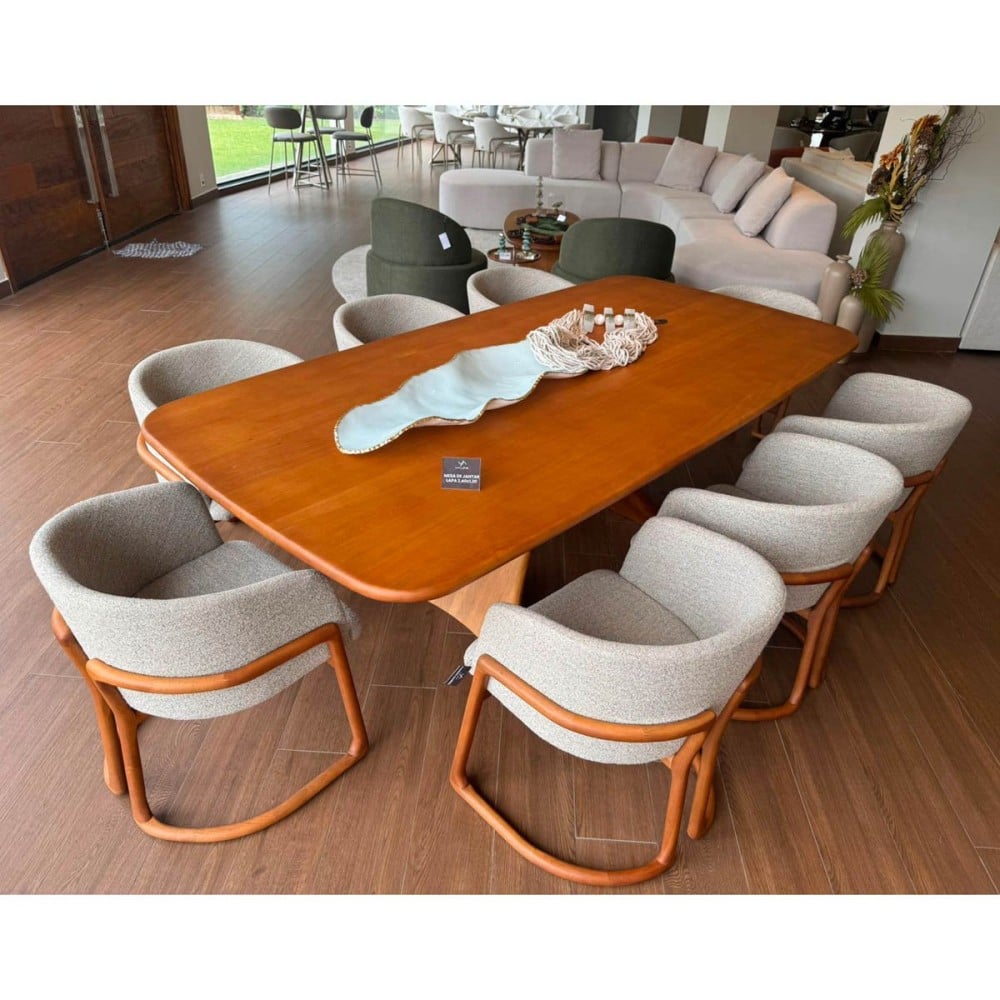 Mesa de Jantar Magara Design Barril Tampo Lâmina Nogueira Base Laminada Design by Studio Traço