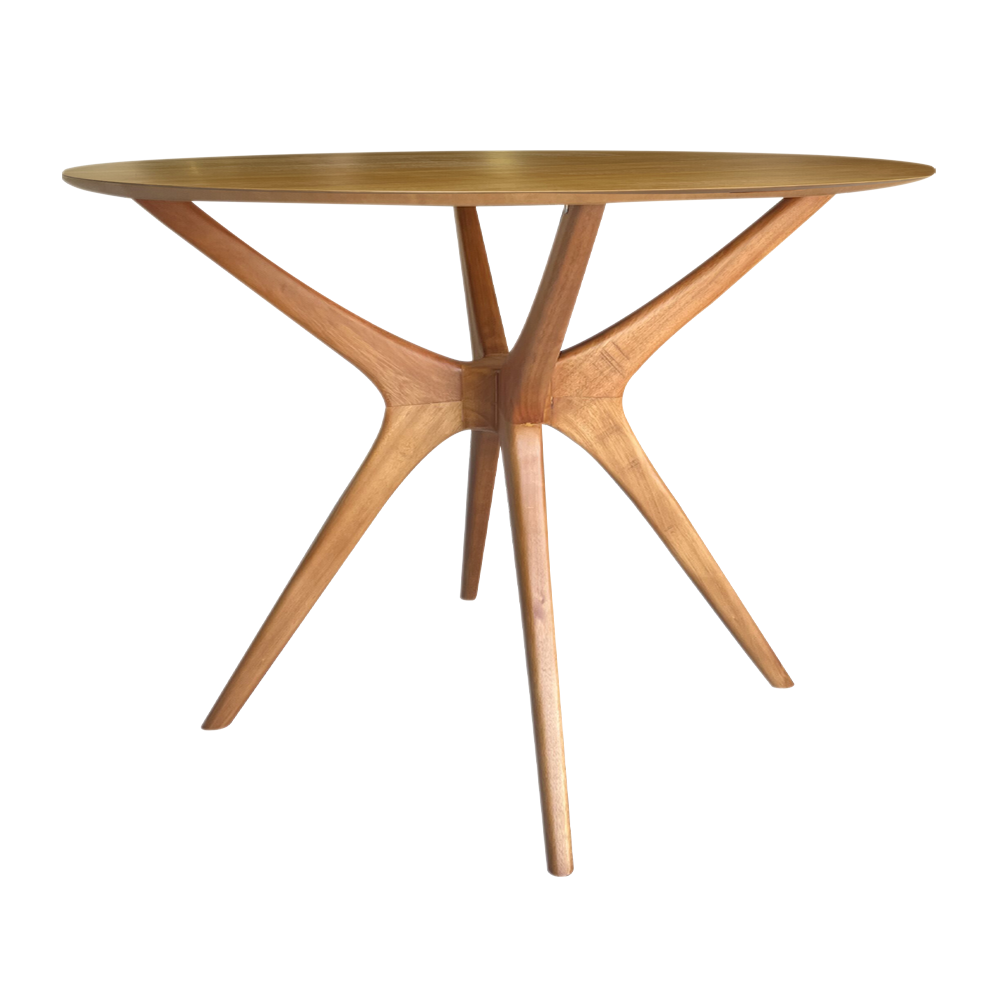 Mesa de Jantar Palito Redonda Base Madeira Maciça Design Retrô