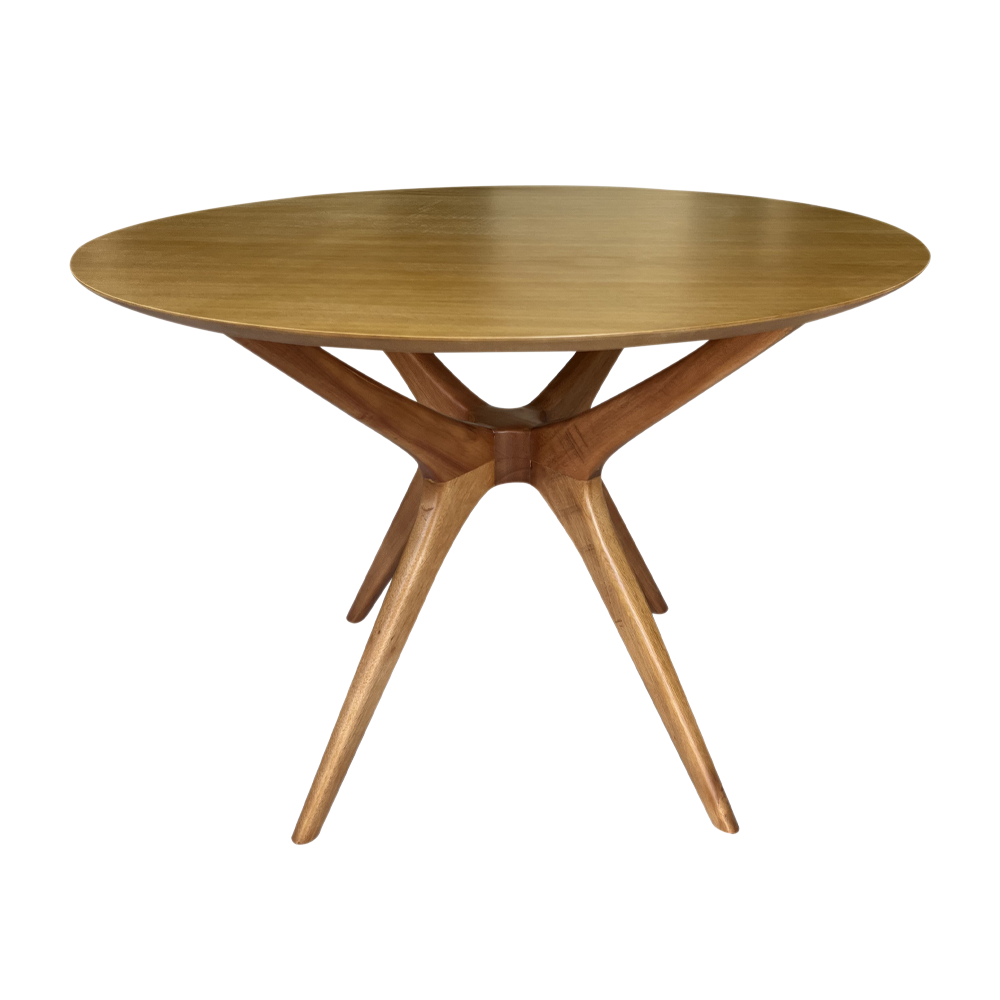 Mesa de Jantar Palito Redonda Base Madeira Maciça Design Retrô