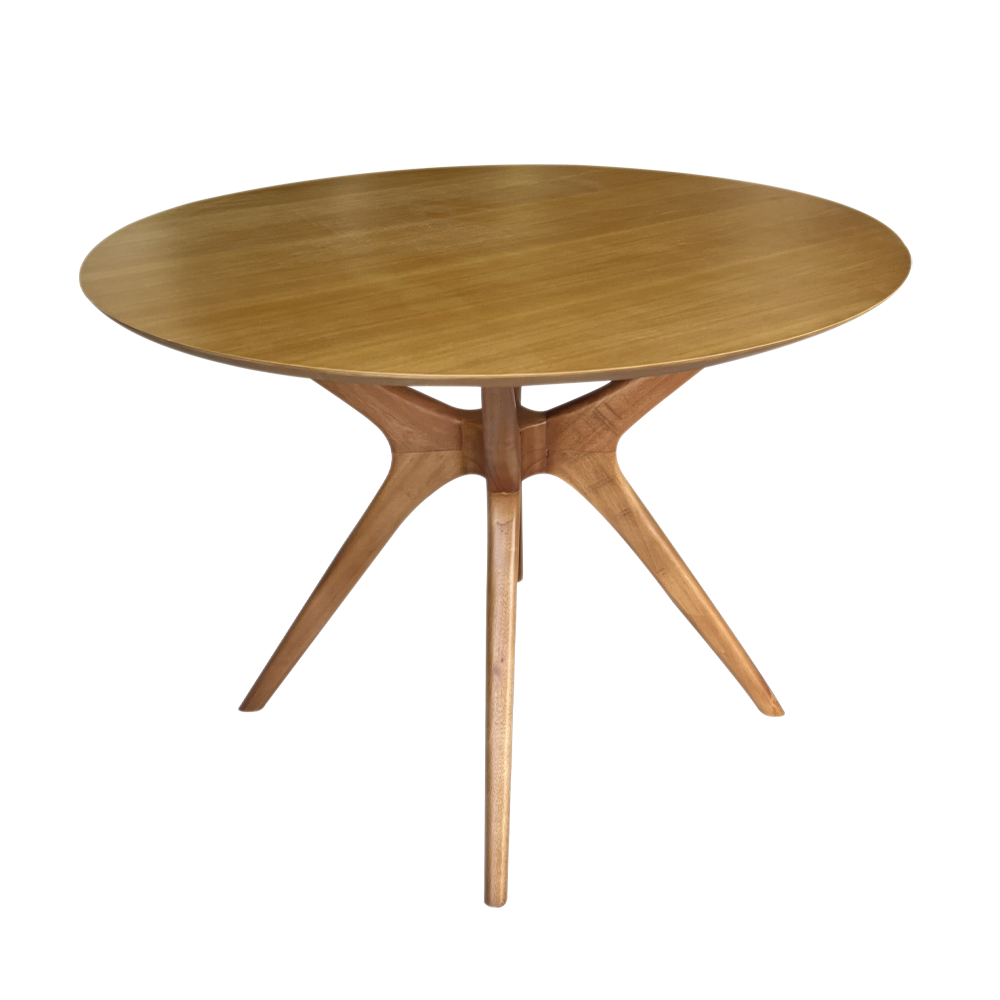Mesa de Jantar Palito Redonda Base Madeira Maciça Design RetrôMesa de Jantar Palito Redonda Base Madeira Maciça Design Retrô