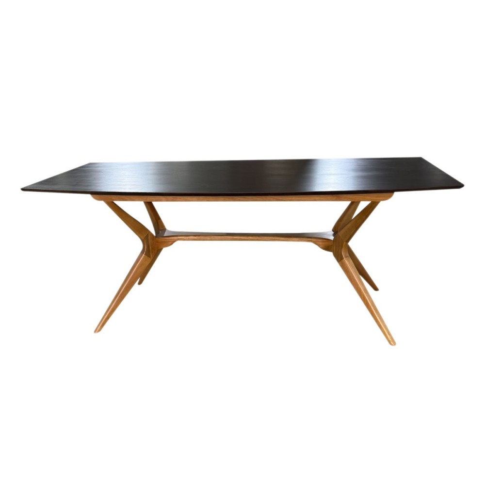 Mesa de Jantar Pé Palito Retangular Madeira Maciça Design Retrô