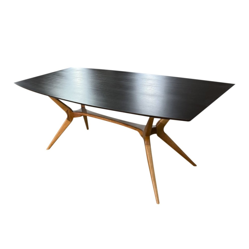 Mesa de Jantar Pé Palito Retangular Madeira Maciça Design Retrô