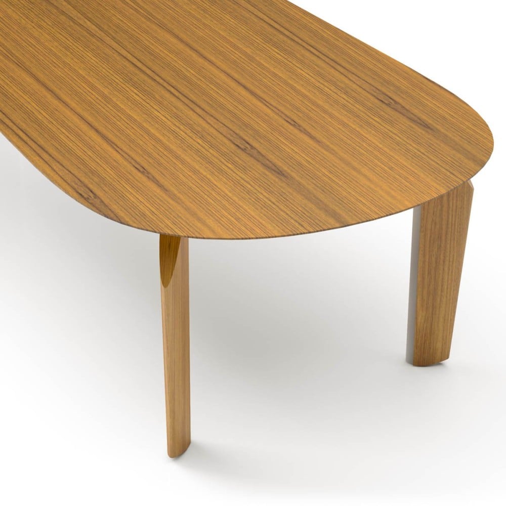 Mesa de Jantar Potyra Design Orgânico Tampo Lâmina Cinamomo Base Madeira Maciça Tingida