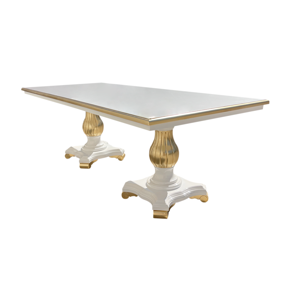 Mesa de Jantar Versalhes Luxo Madeira Maciça Eucalipto Design Clássico