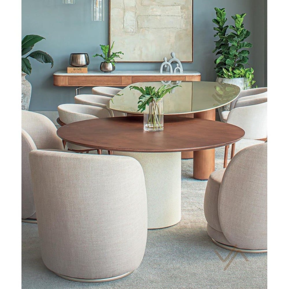 Mesa de Jantar Zidara Redonda Tampo Laminado Base Mineral Design by Studio 3 Design