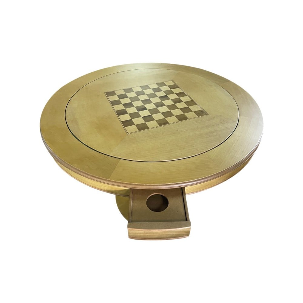 Mesa de Jogo Lugano com Gavetas Toch e Porta Copos Personalizado Madeira Maciça Design Clássico