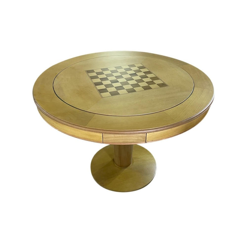 Mesa de Jogo Lugano com Gavetas Toch e Porta Copos Personalizado Madeira Maciça Design Clássico