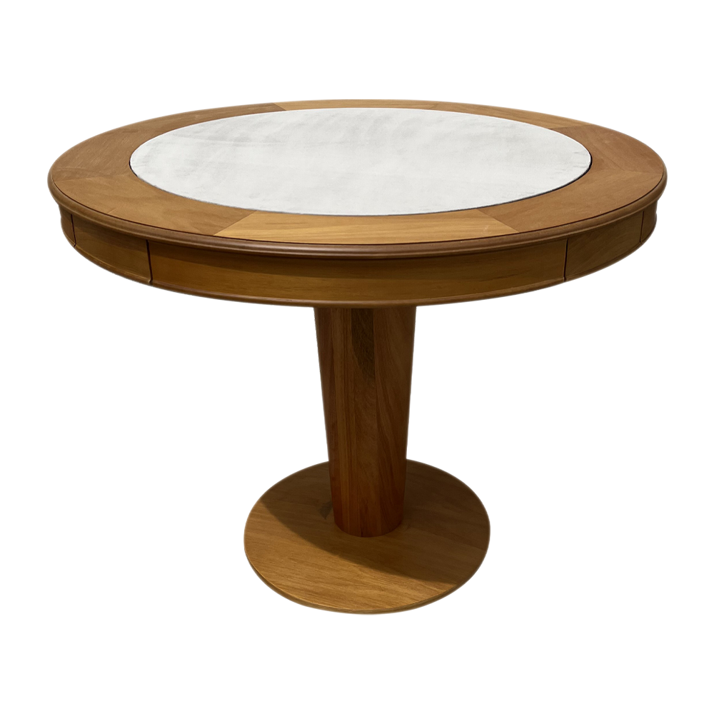 Mesa de Jogos Cartas Lugano Mel com Gavetas Touch e Porta Copos Tampo Reversível Design Clássico
