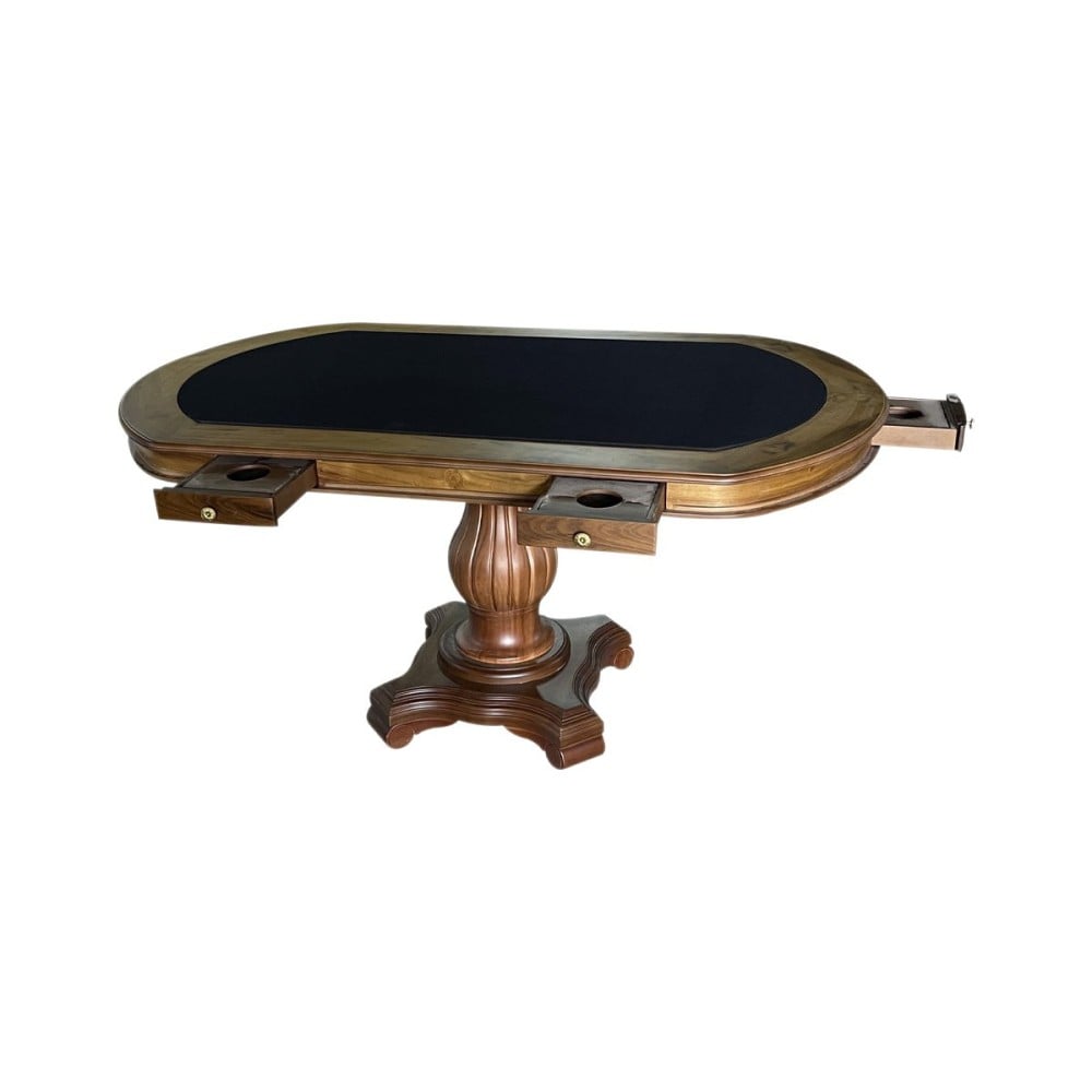 Mesa de Jogos Antique Mel Oval Gavetas Tampo Reversível Design Clássico