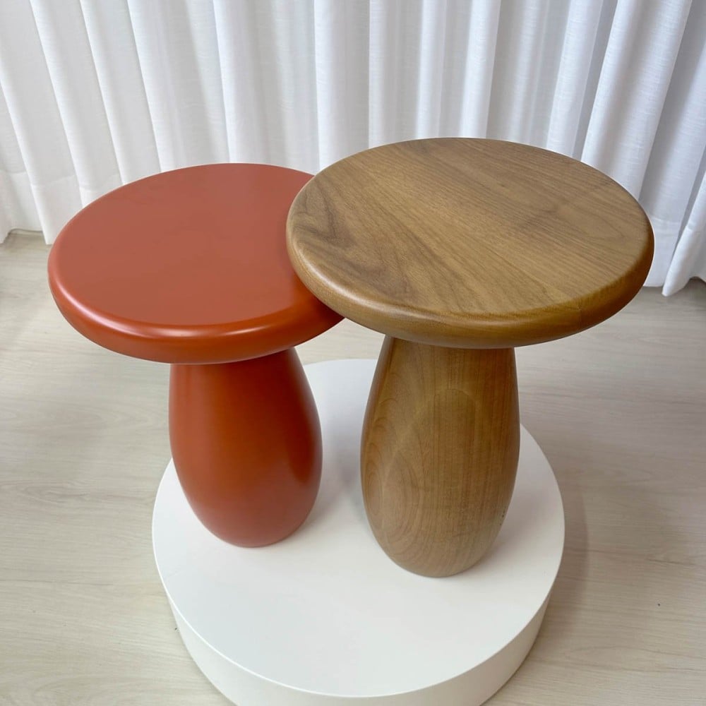 Mesa Lateral Adans Design Redondo Estrutura Madeira Maciça