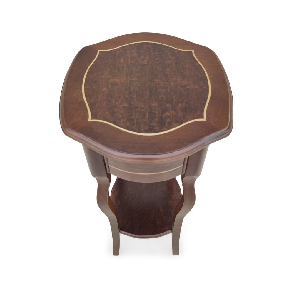 Mesa Lateral Bali Personalizado Madeira Maciça Detalhe em Marchetaria Design Clássico