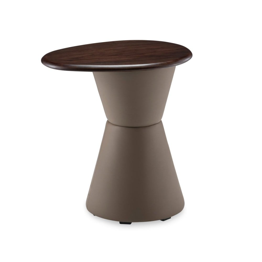 Mesa Lateral Dover II Tampo Orgânico em Madeira e Base de Cone Duplo Revestida