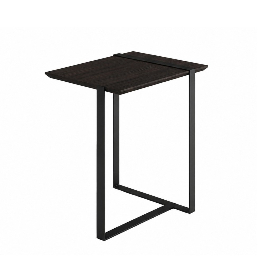 Mesa Lateral Fenice Tampo Retangular em Madeira e Base em Chapa de Aço Carbono com Pintura Epóxi