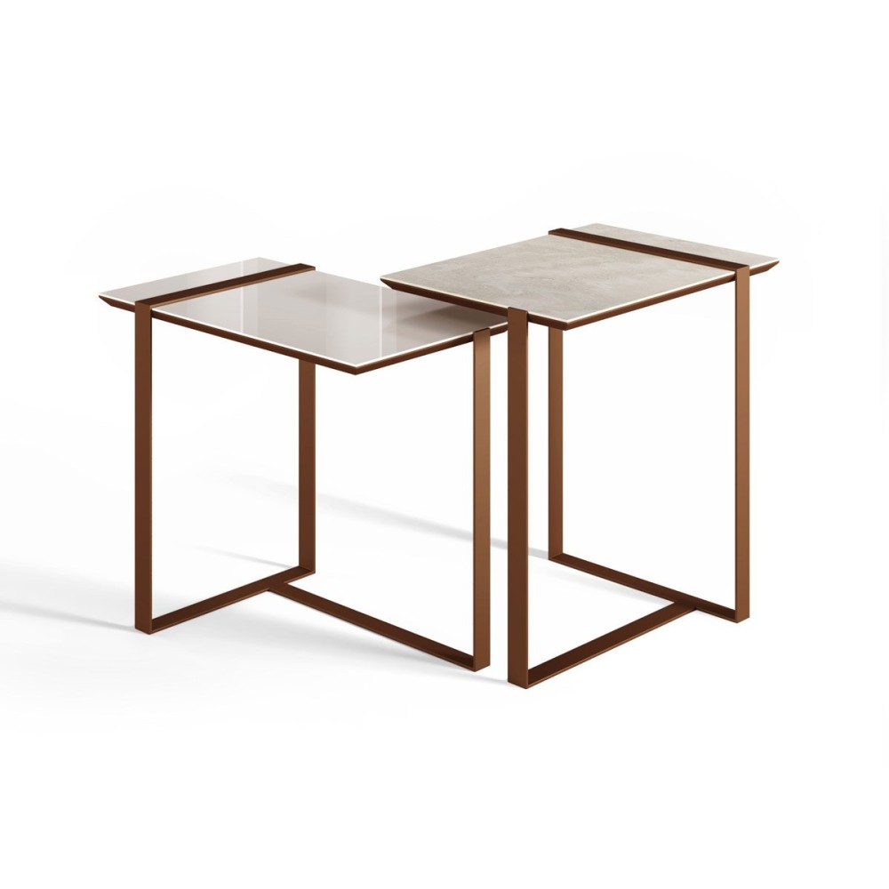 Mesa Lateral Fenice Tampo Retangular em Madeira e Base em Chapa de Aço Carbono com Pintura Epóxi