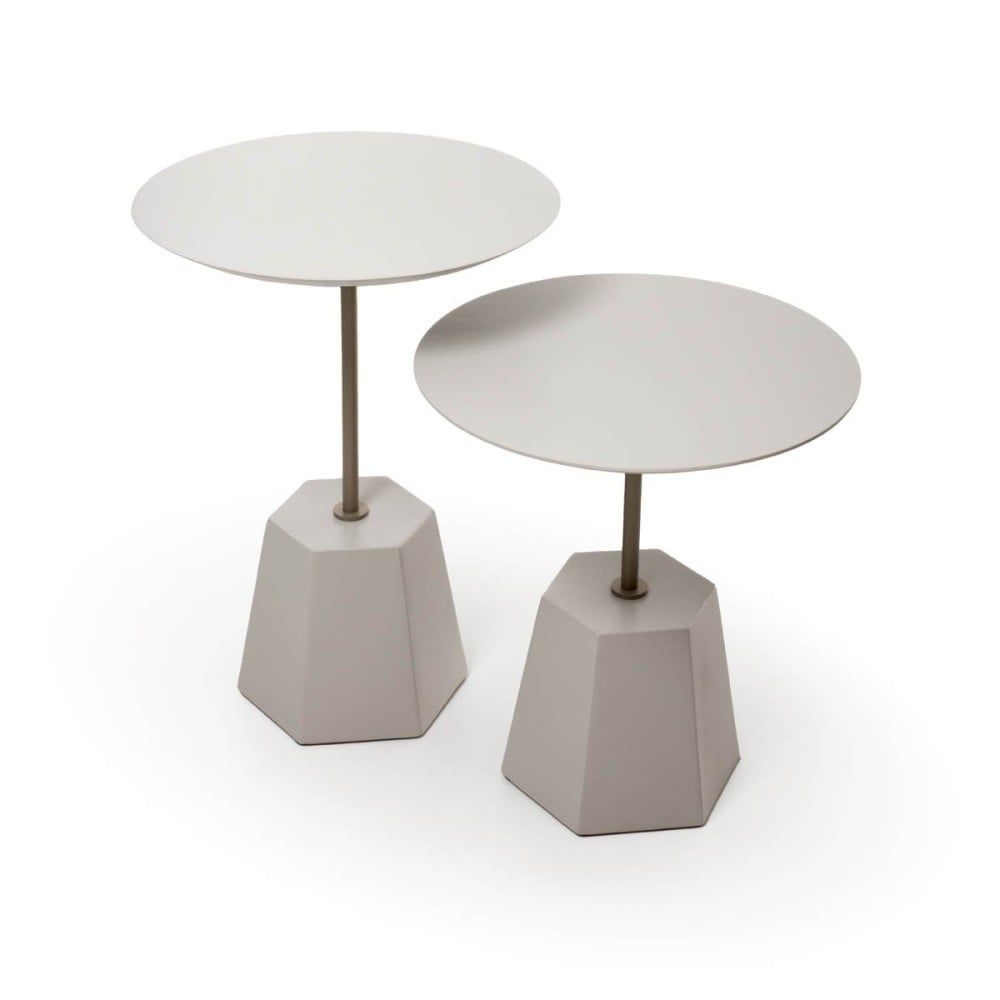 Mesa Lateral Fyllon Tampo Redondo Base Hexagonal Estrutura Madeira Laminada