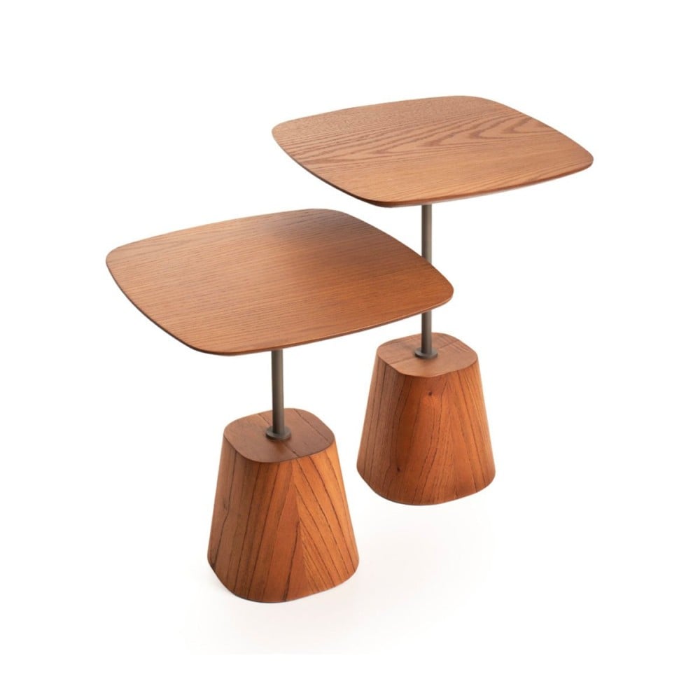 Mesa Lateral Fyllon II Design Quadrado Estrutura Madeira Laminada Haste em Aço
