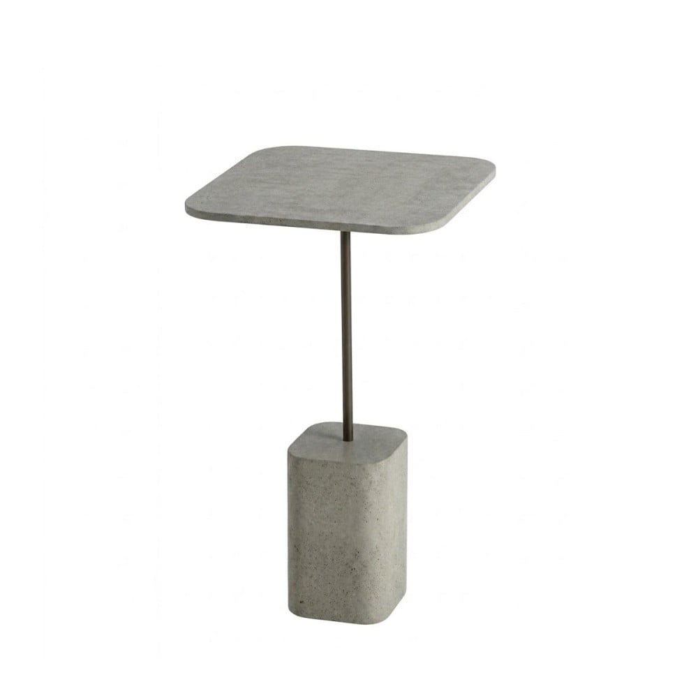 Mesa Lateral Tóquio TS Tampo Quadrado Base em Bloco Mineral Haste Aço Carbono Design by Studio 3 Design