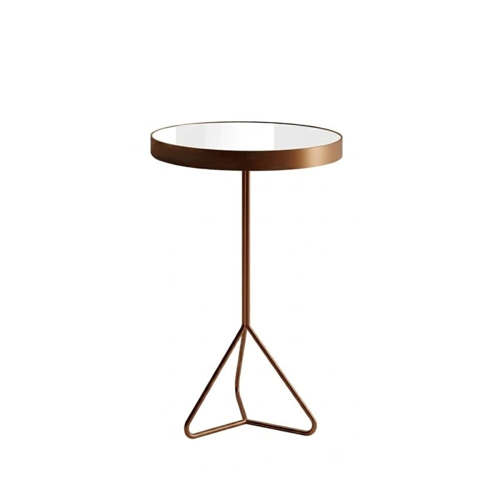Mesa Lateral Kawi Redonda Tampo Espelho com Aro Metálico Base Aço Carbono com Pintura Epóxi