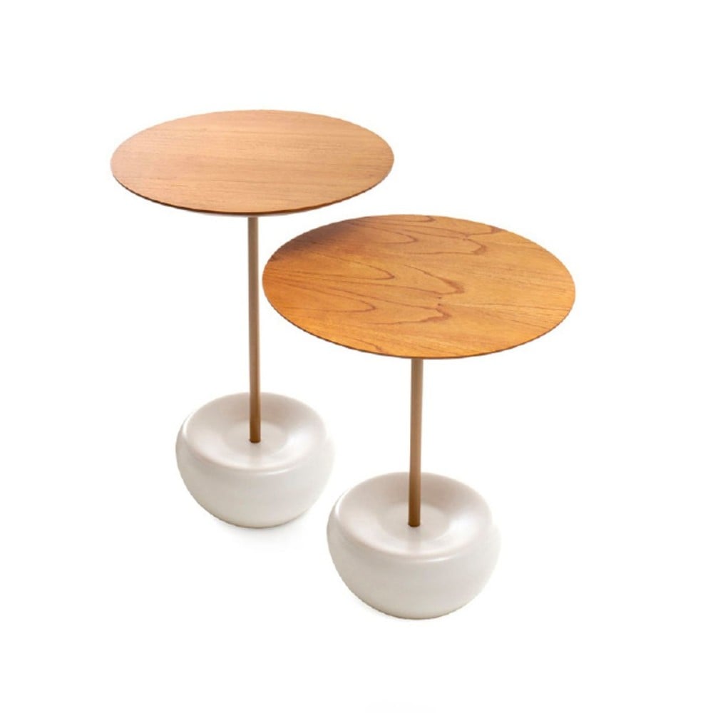 Mesa Lateral Kolle Tampo Redondo Laminado Base Laqueada e Haste em Aço Pintado