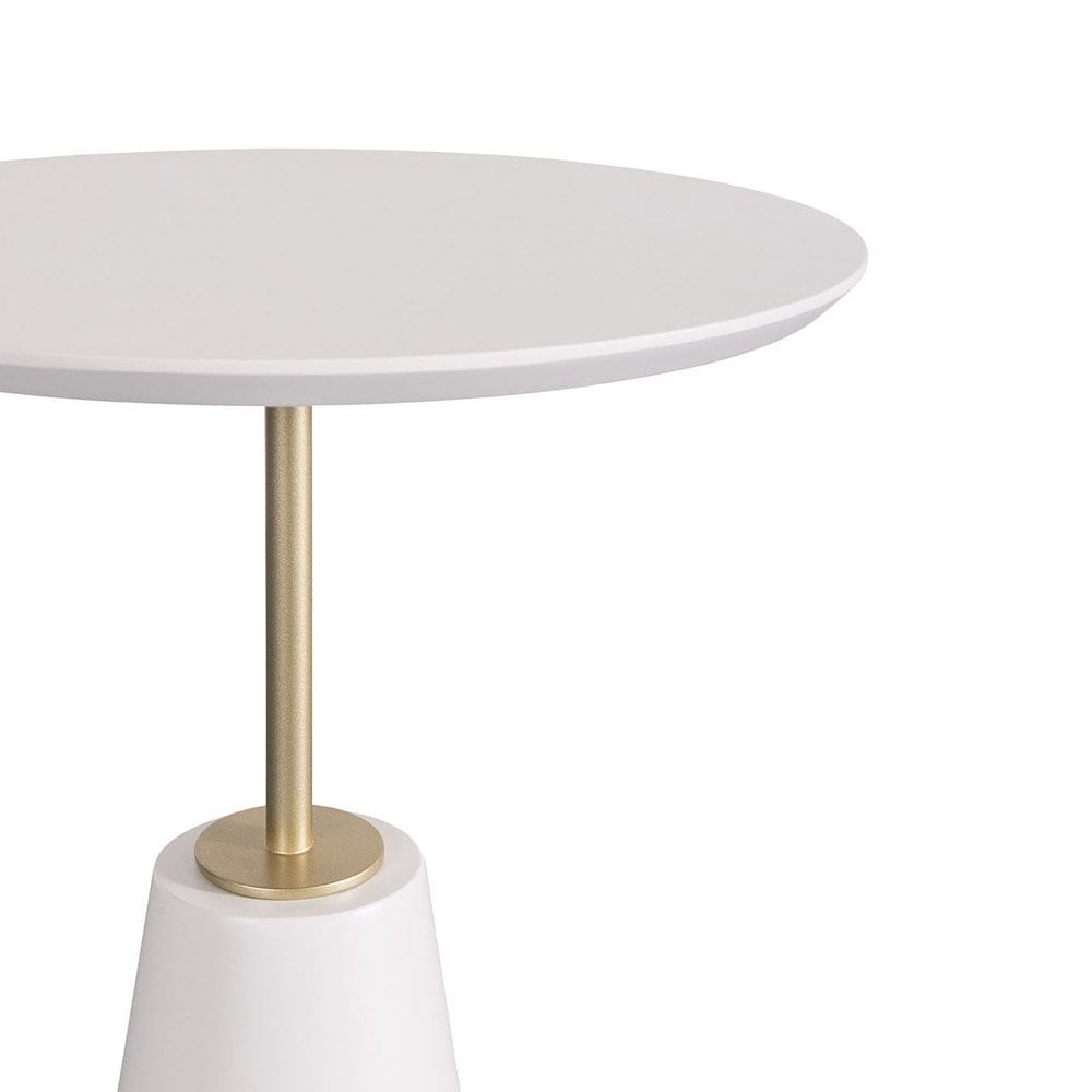 Mesa Lateral Maven Redonda Tampo e Base Pintura Laca Fosca Haste Aço Carbono Pintura Metalizada