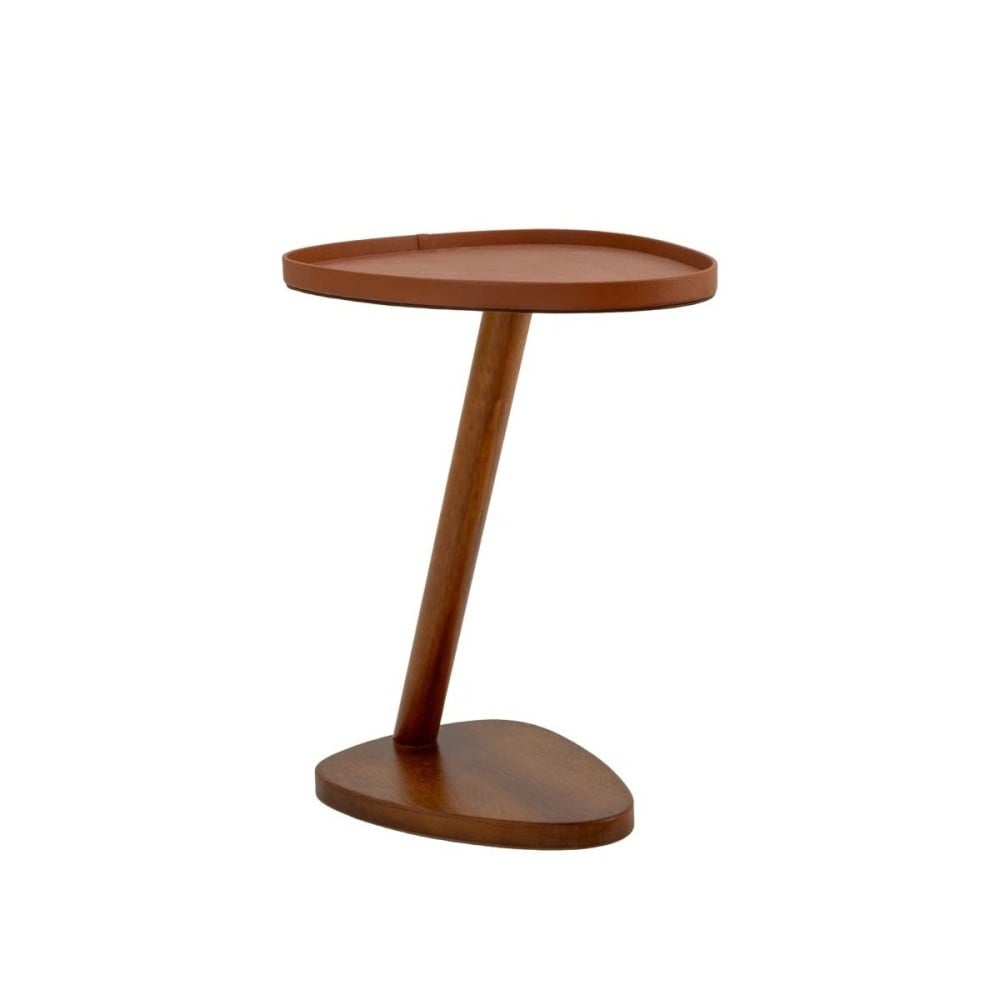 Mesa de Apoio Lateral Thalos Design Orgânico Tampo Bandeja Estrutura em Madeira Eucalipto
