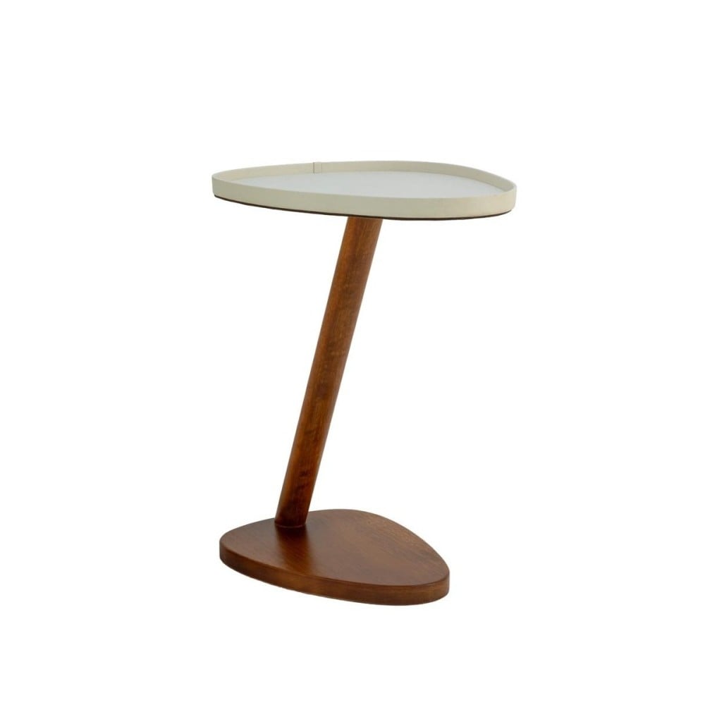 Mesa de Apoio Lateral Thalos Design Orgânico Tampo Bandeja Estrutura em Madeira Eucalipto