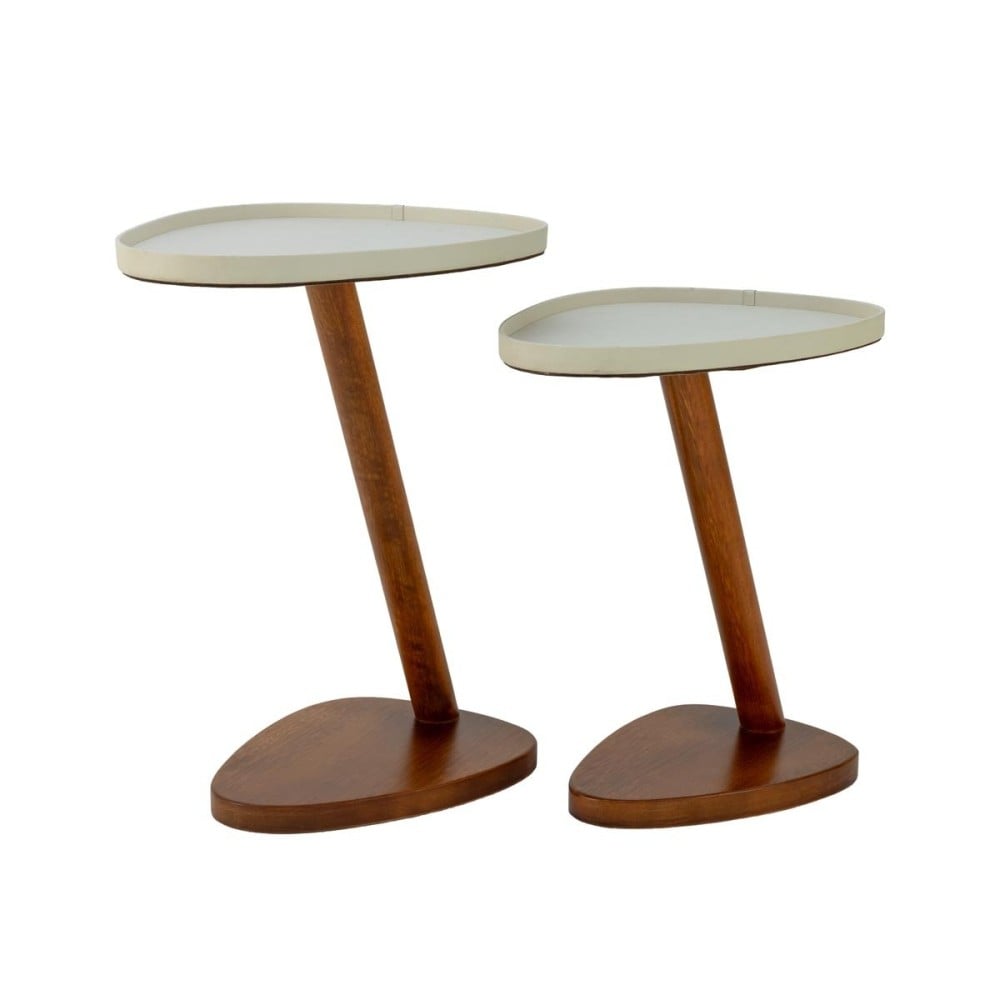 Mesa de Apoio Lateral Thalos Design Orgânico Tampo Bandeja Estrutura em Madeira Eucalipto
