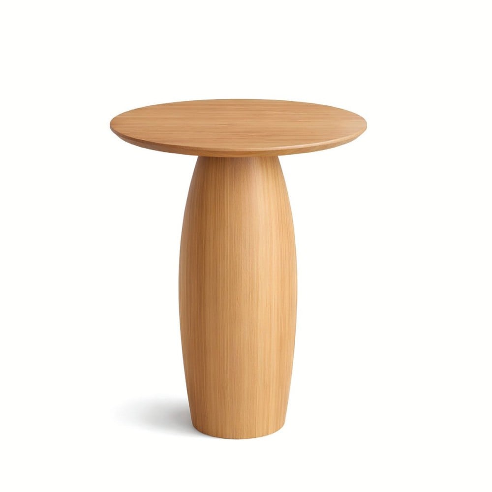 Mesa Lateral Zaria Tampo Redondo Base Barril Estrutura Laminada Design by Traço Design