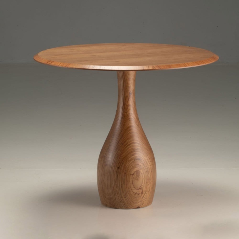 Mesa Pinne Tampo Redondo Laminado Base Pedestal em Madeira Maciça