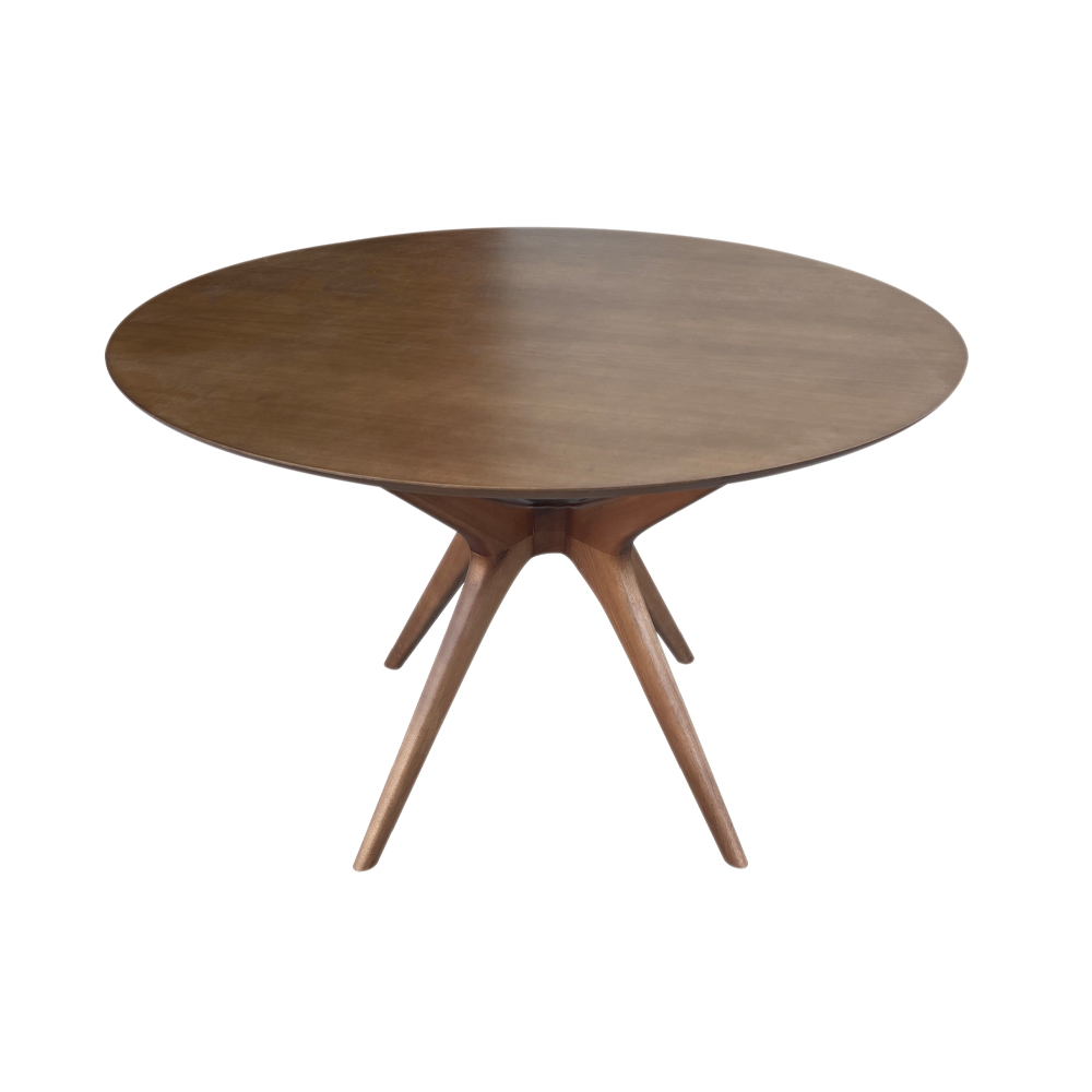 Mesa de Jantar Palito Redonda Base Madeira Maciça Design Retrô
