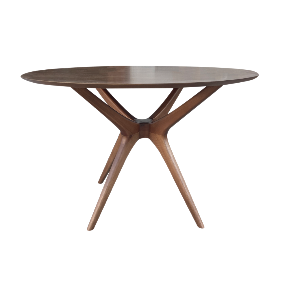 Mesa de Jantar Palito Redonda Base Madeira Maciça Design Retrô