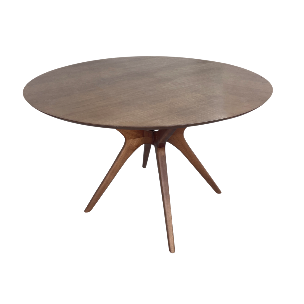 Mesa de Jantar Palito Redonda Base Madeira Maciça Design Retrô