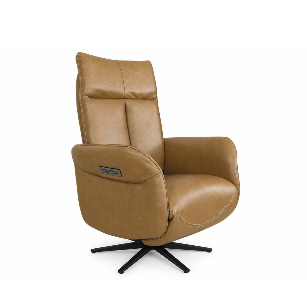 Poltrona Amaris Elétrica Tri Power Relax Design Anatômico com Ajuste na Cabeceira em Couro Legítimo Pés Metálicos