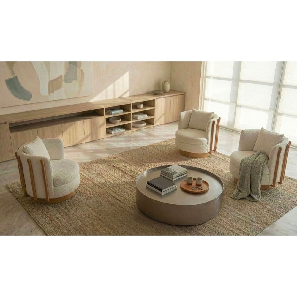 Poltrona Aurora Estofada Estrutura em Madeira Base Giratória Design Contemporâneo
