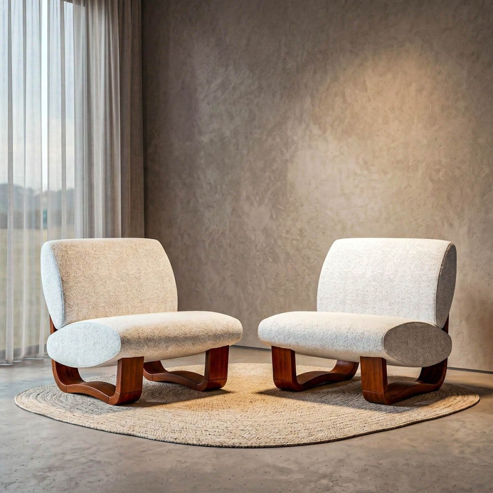 Poltrona Avere Estofada Detalhe em Couro Estrutura em Madeira Eucalipto Design Jhoel Silva