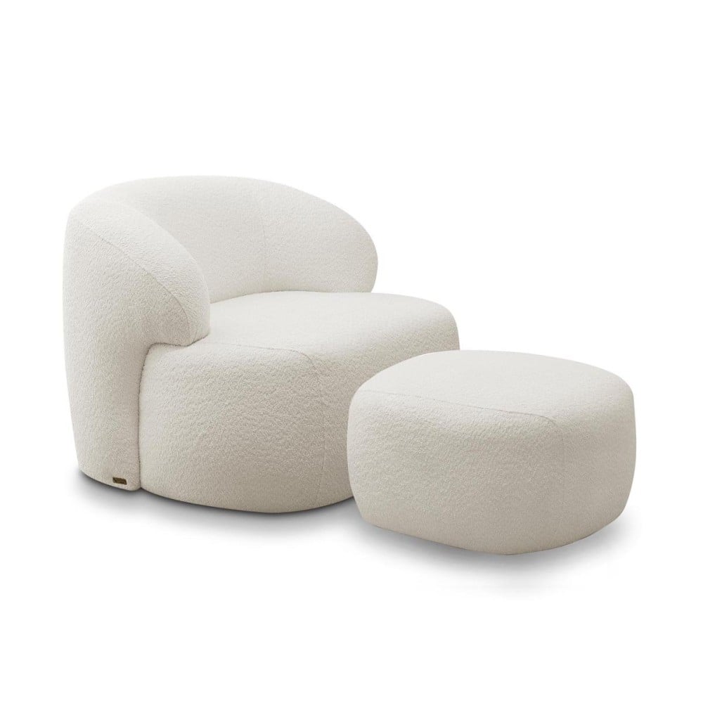 Poltrona com Puff Maldives Estofada Estrutura Madeira de Lei Eucalipto Design Artesanal