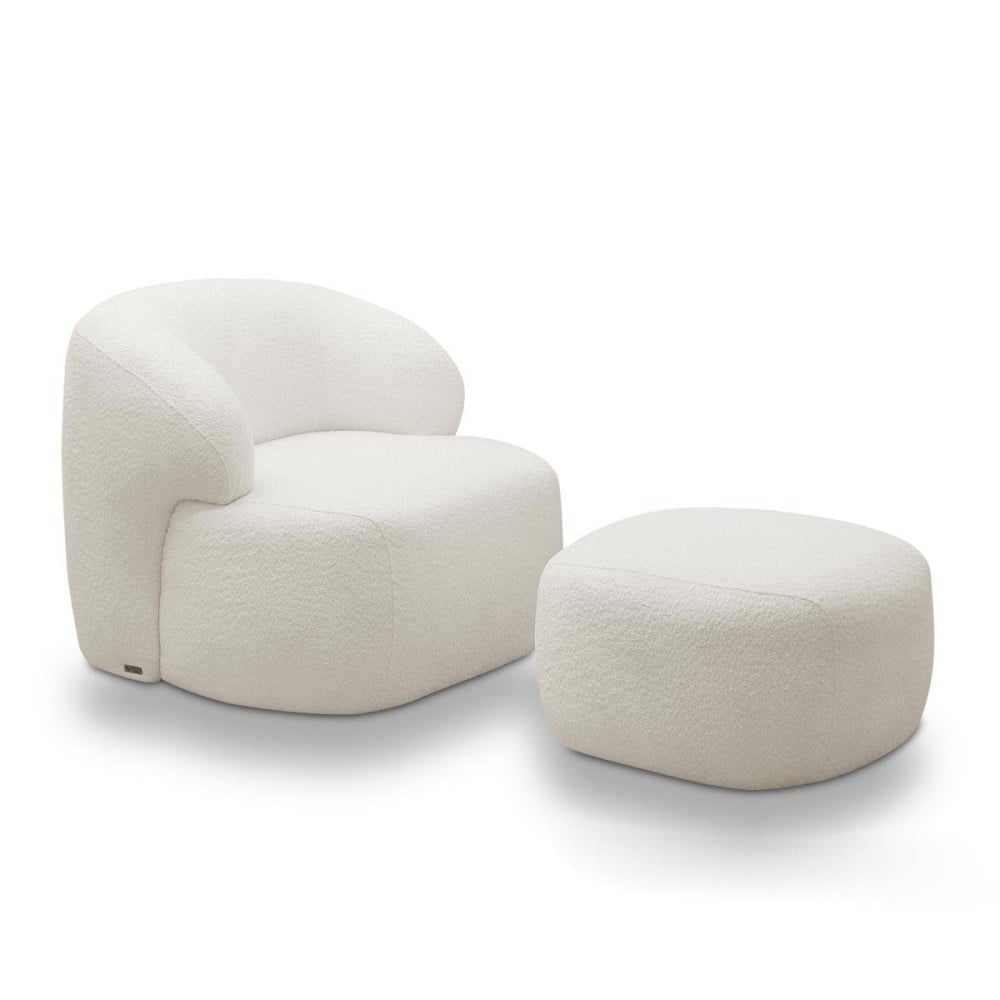 Poltrona com Puff Maldives Estofada Estrutura Madeira de Lei Eucalipto Design Artesanal