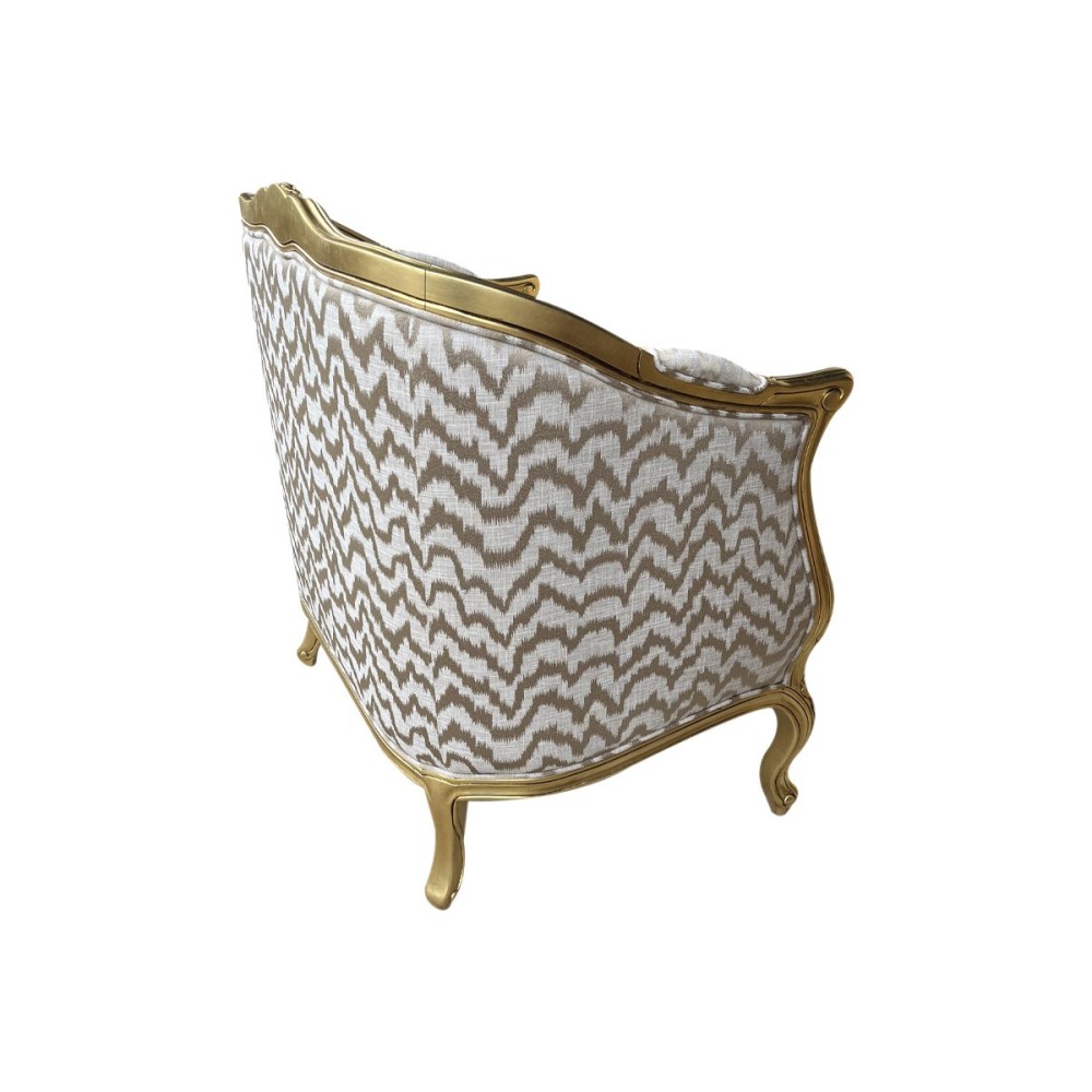 Poltrona Delphine Pés Luís XV Entalhada Madeira Maciça Design Artesanal de Luxo