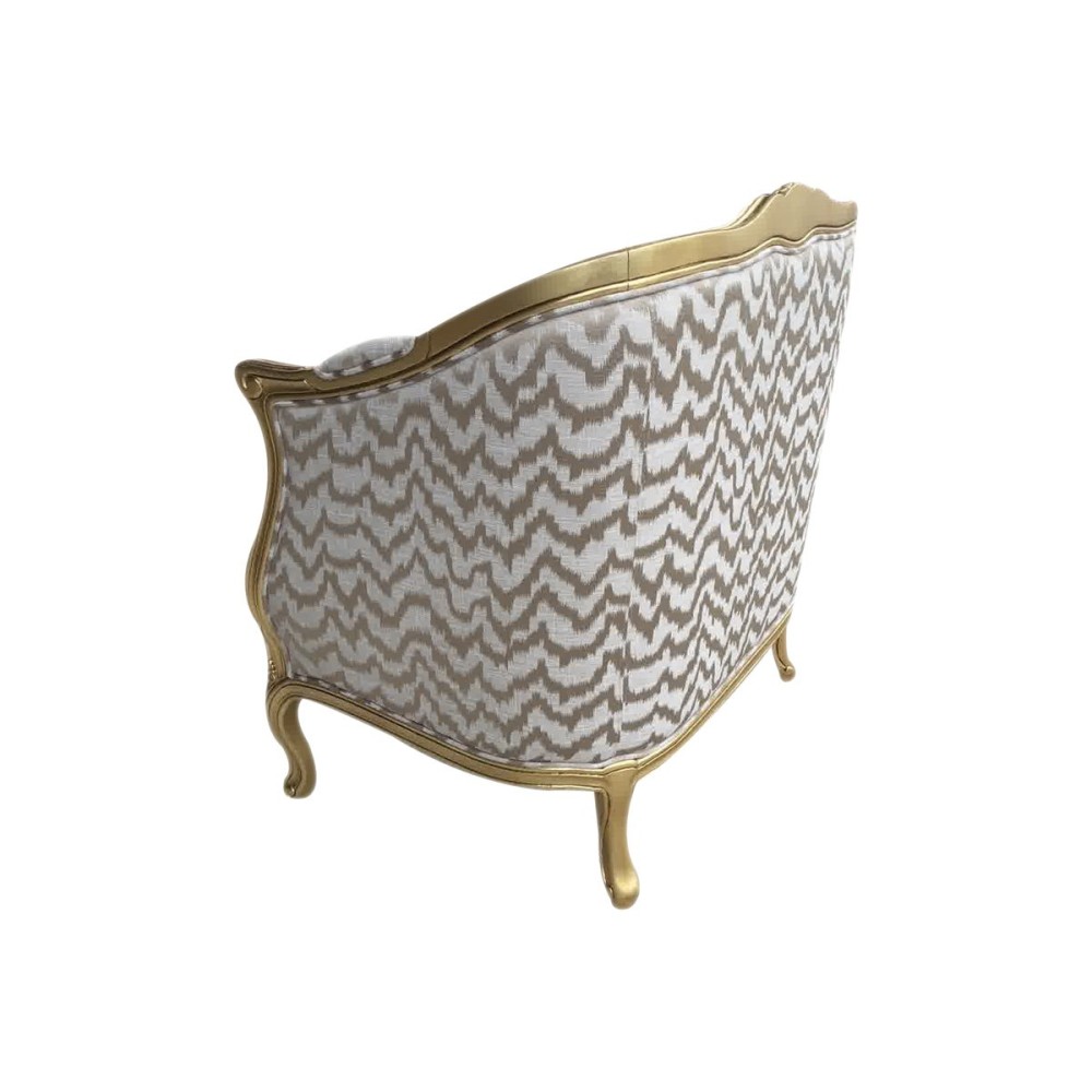 Poltrona Delphine Pés Luís XV Entalhada Madeira Maciça Design Artesanal de Luxo