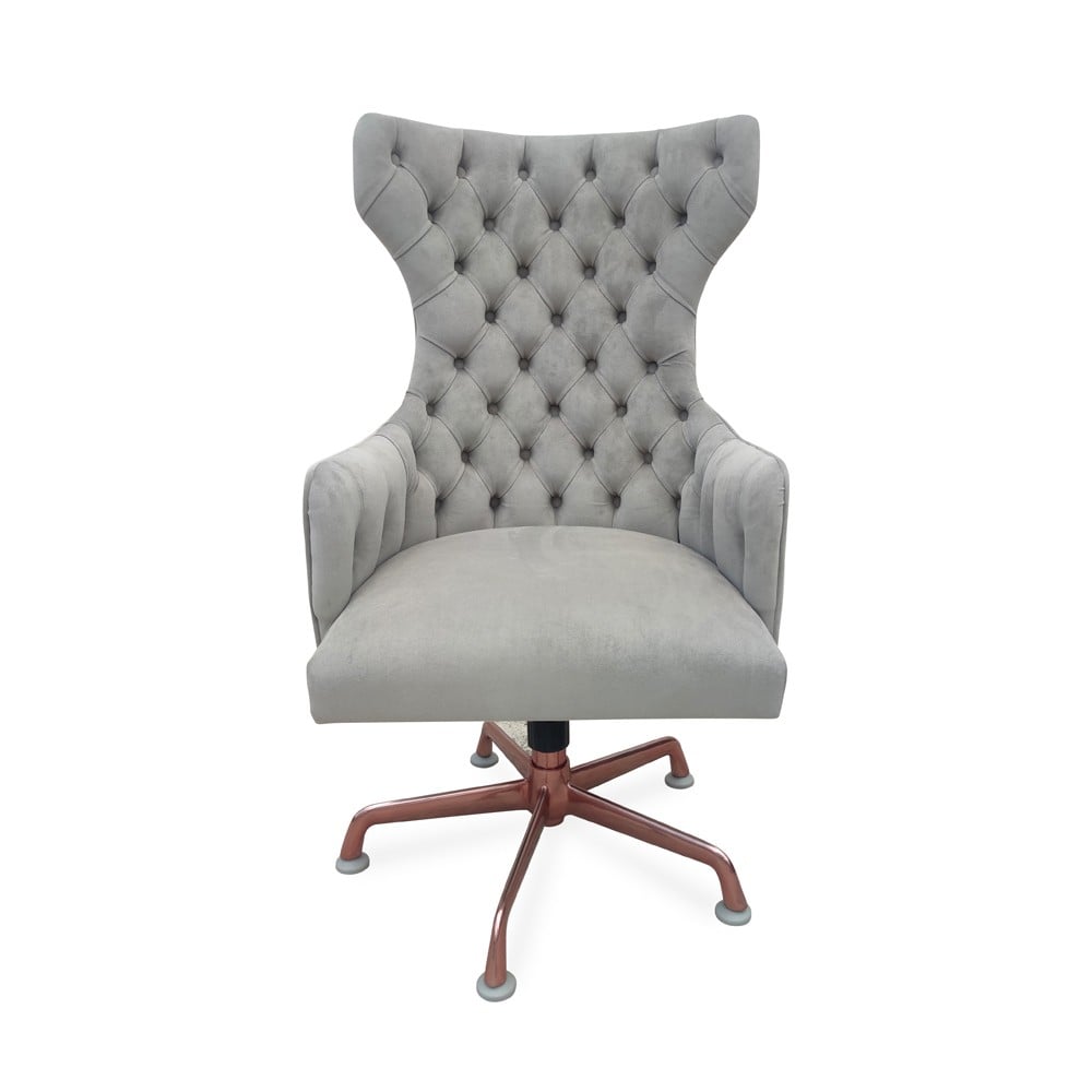 Poltrona Giratória Berger Gold Rose Base Alumínio Ajuste de Altura e Relax Design Clássico
