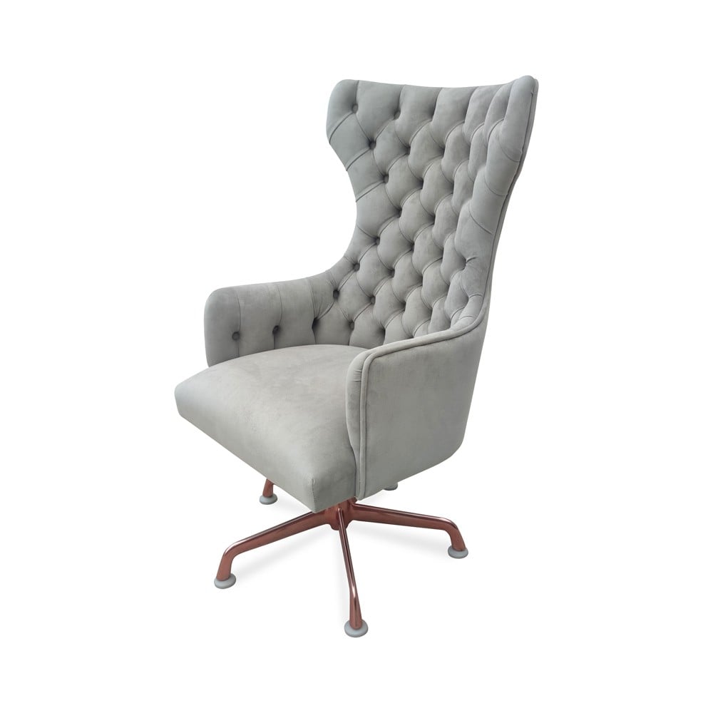 Poltrona Giratória Berger Gold Rose Base Alumínio Ajuste de Altura e Relax Design Clássico
