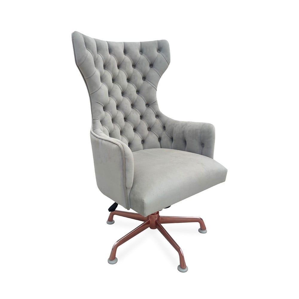 Poltrona Giratória Berger Gold Rose Base Alumínio Ajuste de Altura e Relax Design Clássico