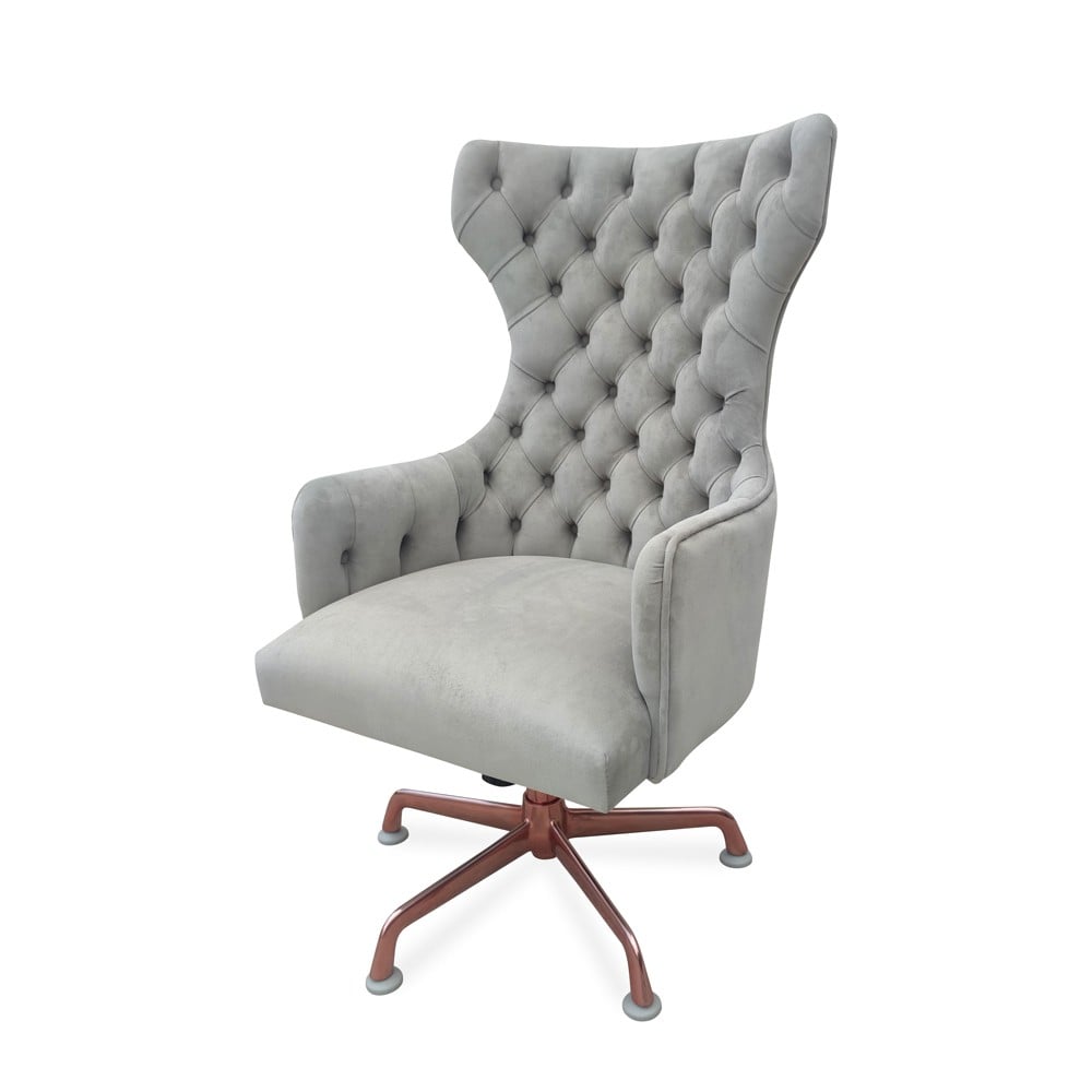Poltrona Giratória Berger Gold Rose Base Alumínio Ajuste de Altura e Relax Design Clássico