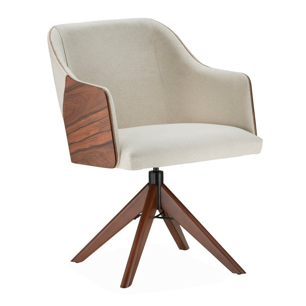 Poltrona Giratória Mellany Estofada Encosto Laminado com Detalhe Estofado Atrás Base com Laminado Melamínico