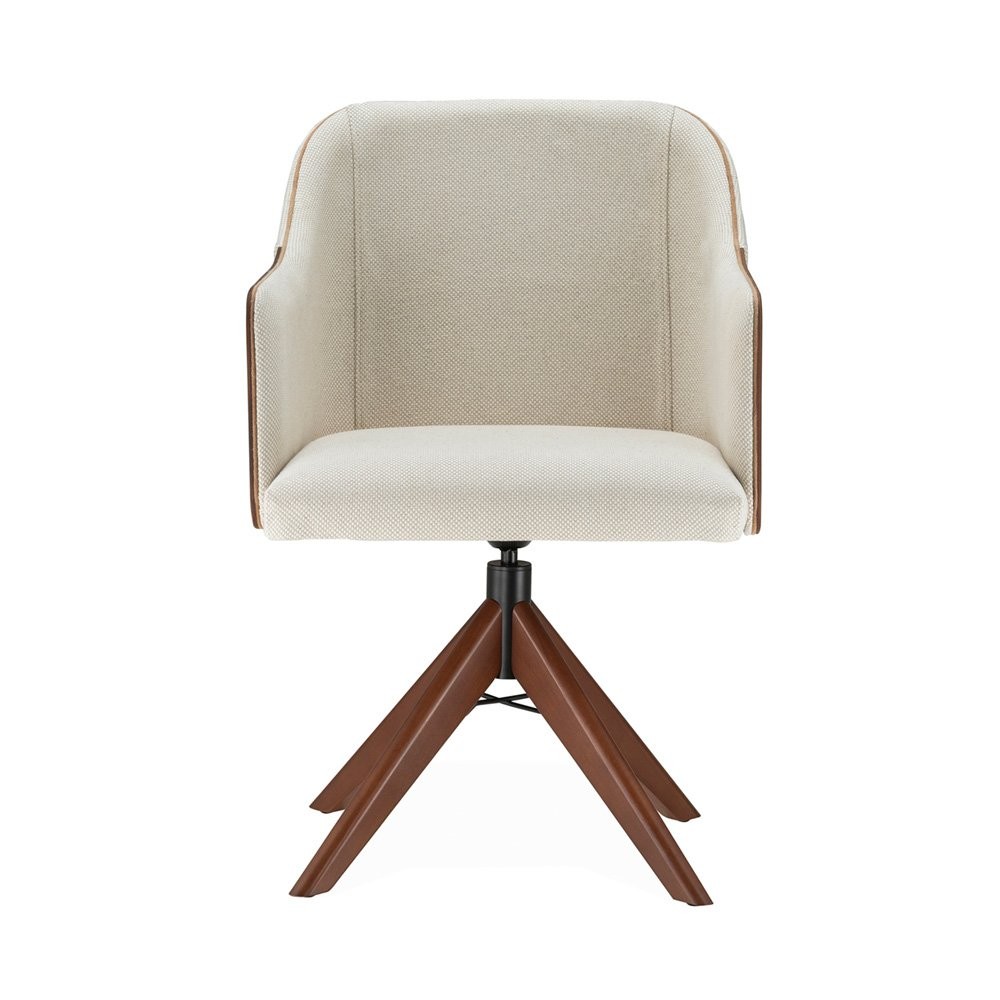 Poltrona Giratória Mellany Estofada Encosto Laminado com Detalhe Estofado Atrás Base com Laminado Melamínico