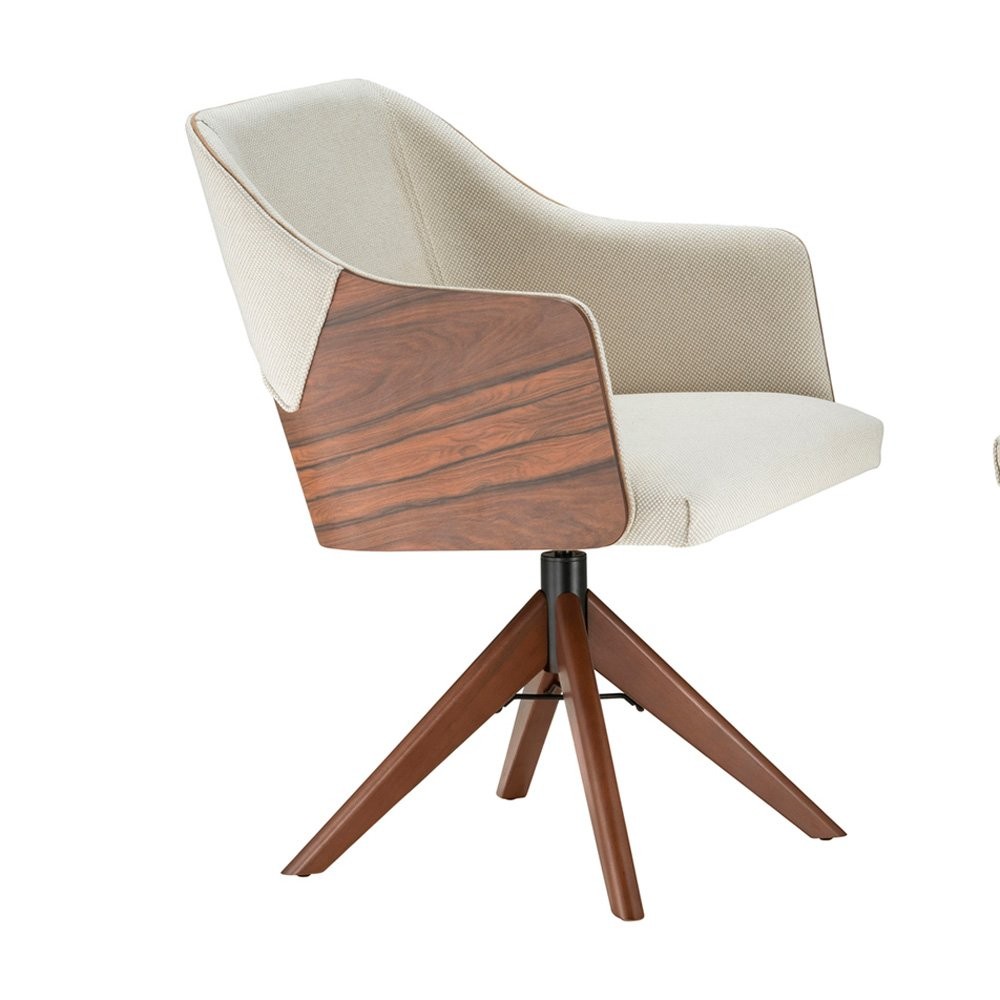 Poltrona Giratória Mellany Estofada Encosto Laminado com Detalhe Estofado Atrás Base com Laminado Melamínico