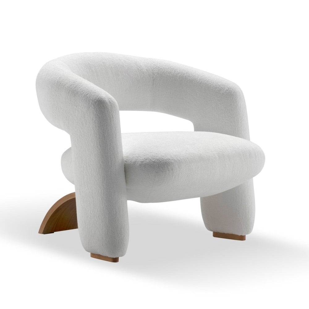 Poltrona Hellius Estofada com Encosto e Braços Integrados Base Curva em Lâmina de Cinamomo Design by Studio +A!