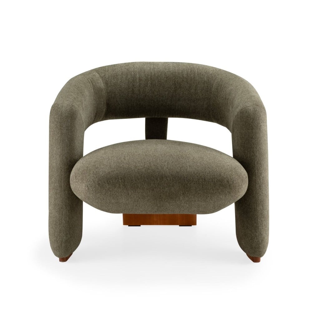 Poltrona Hellius II Estofada com Encosto e Braços Integrados Base Curva em Lâmina de Cinamomo Design by Studio +A!