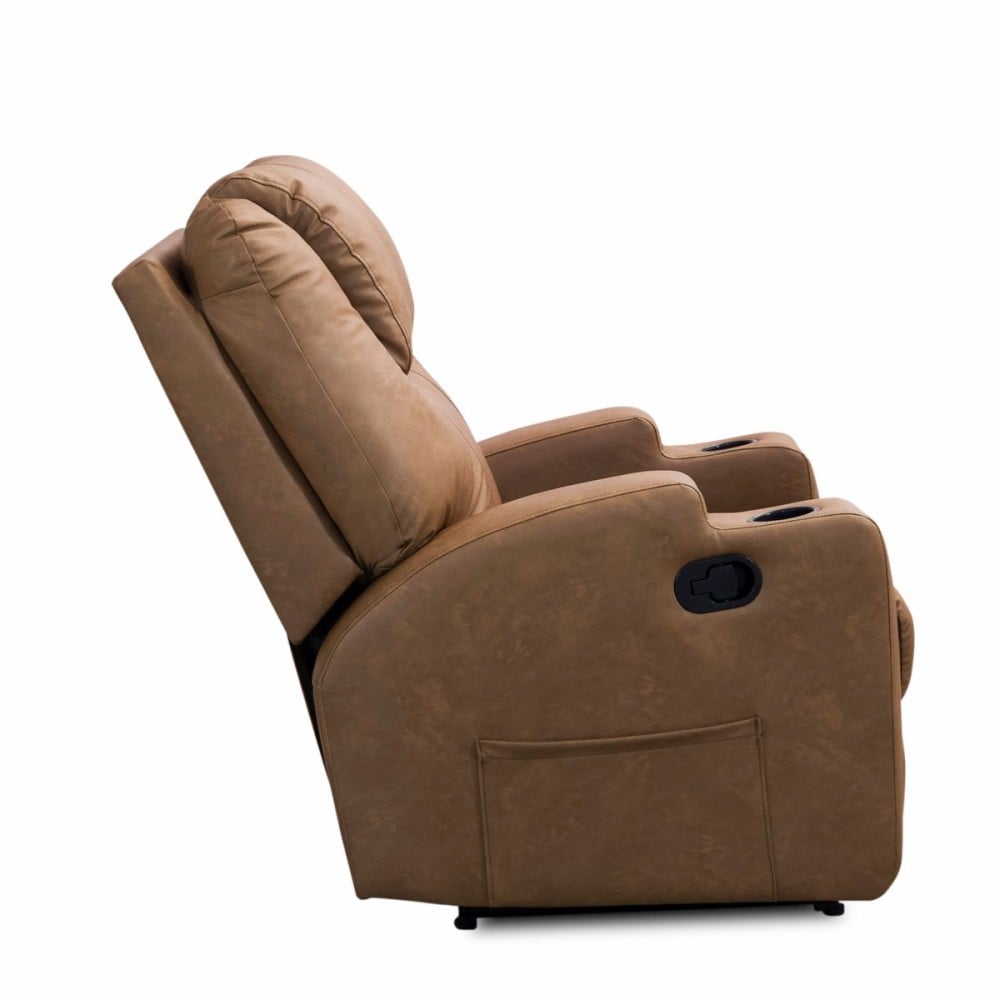 Poltrona Lameris Estofada Retrátil e Reclinável Design com Mecanismo Manual Estrutura Madeira de Lei Eucalipto