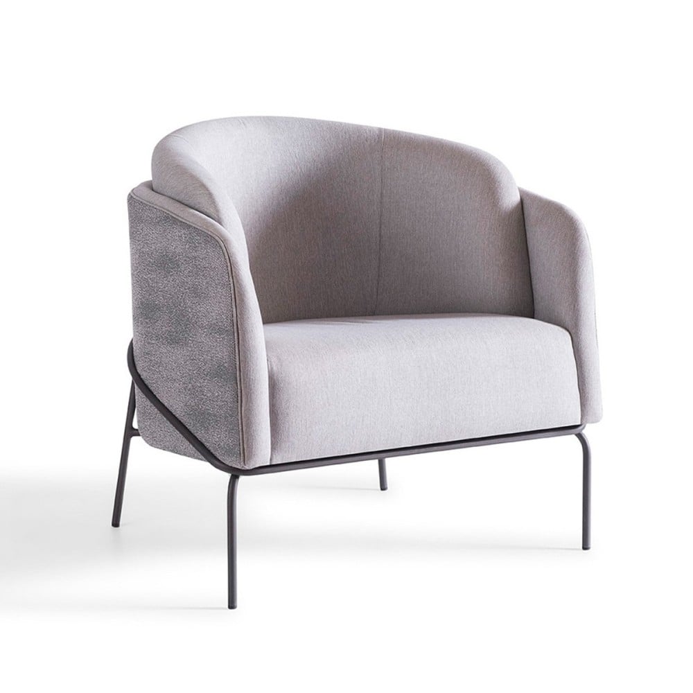 Poltrona Lanise Estofada Multilaminada Base Aço Carbono Pintura Metalizada